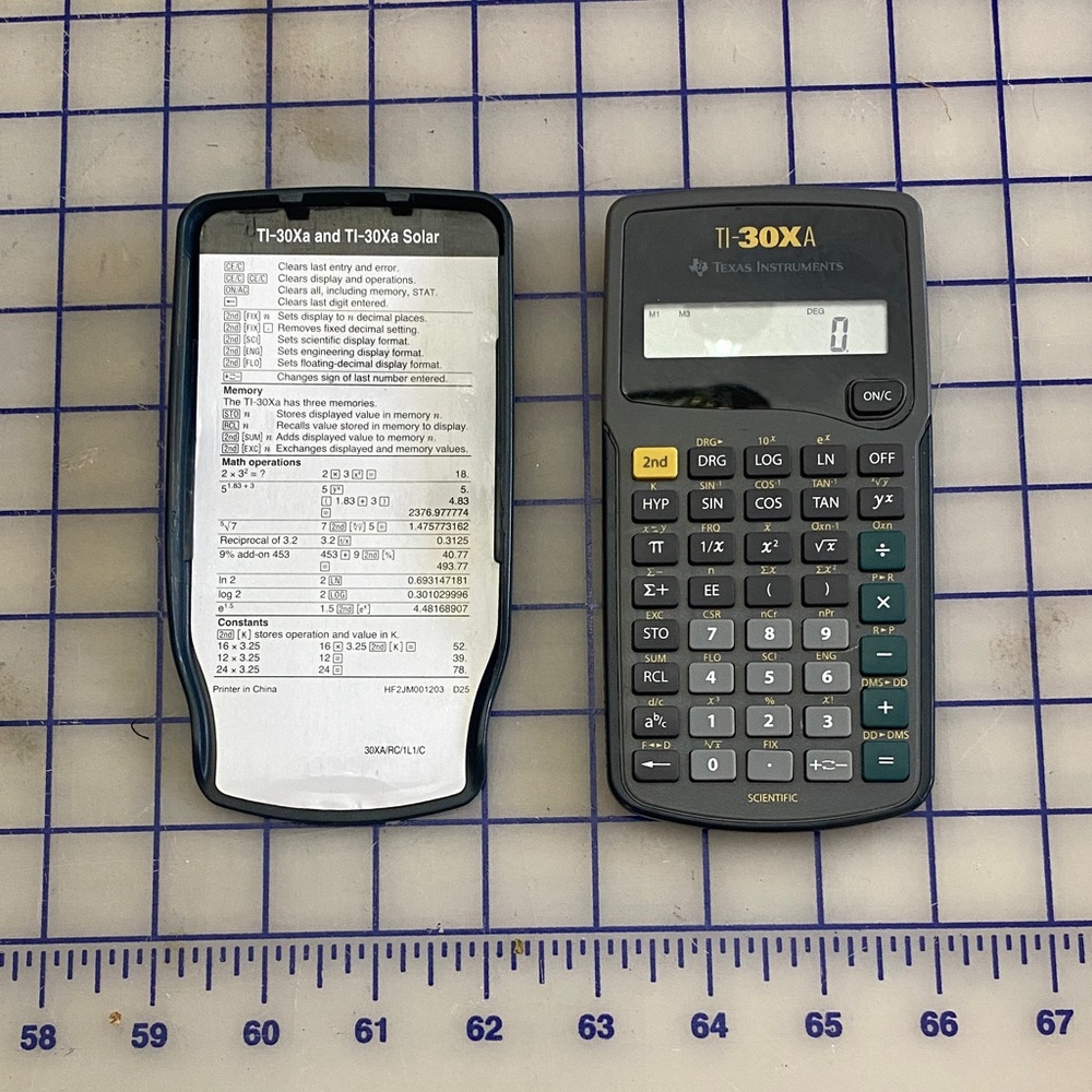 Texas Instruments TI-30XA Solar Calculator - Black and Gray